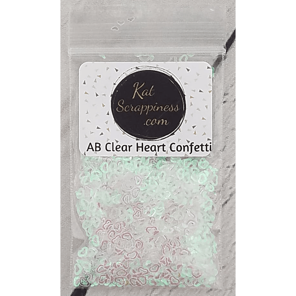 Clear AB Hollow Heart Confetti - Kat Scrappiness