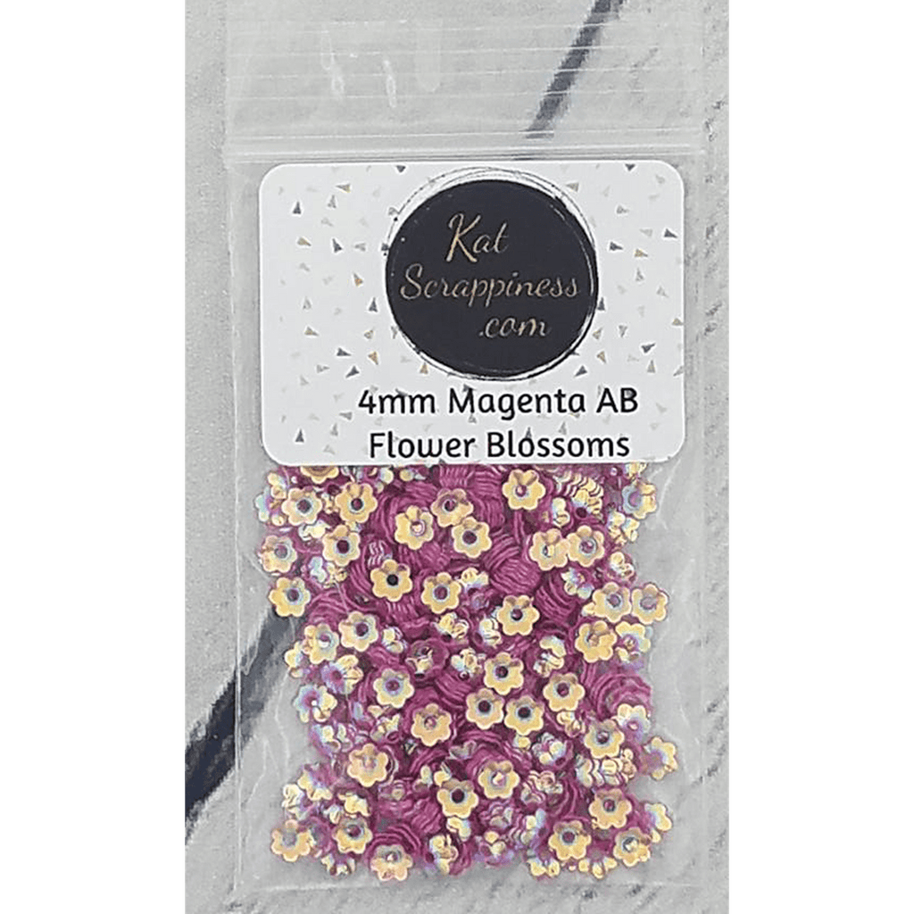 4mm Magenta AB Flower Blossoms - Sequins - Kat Scrappiness