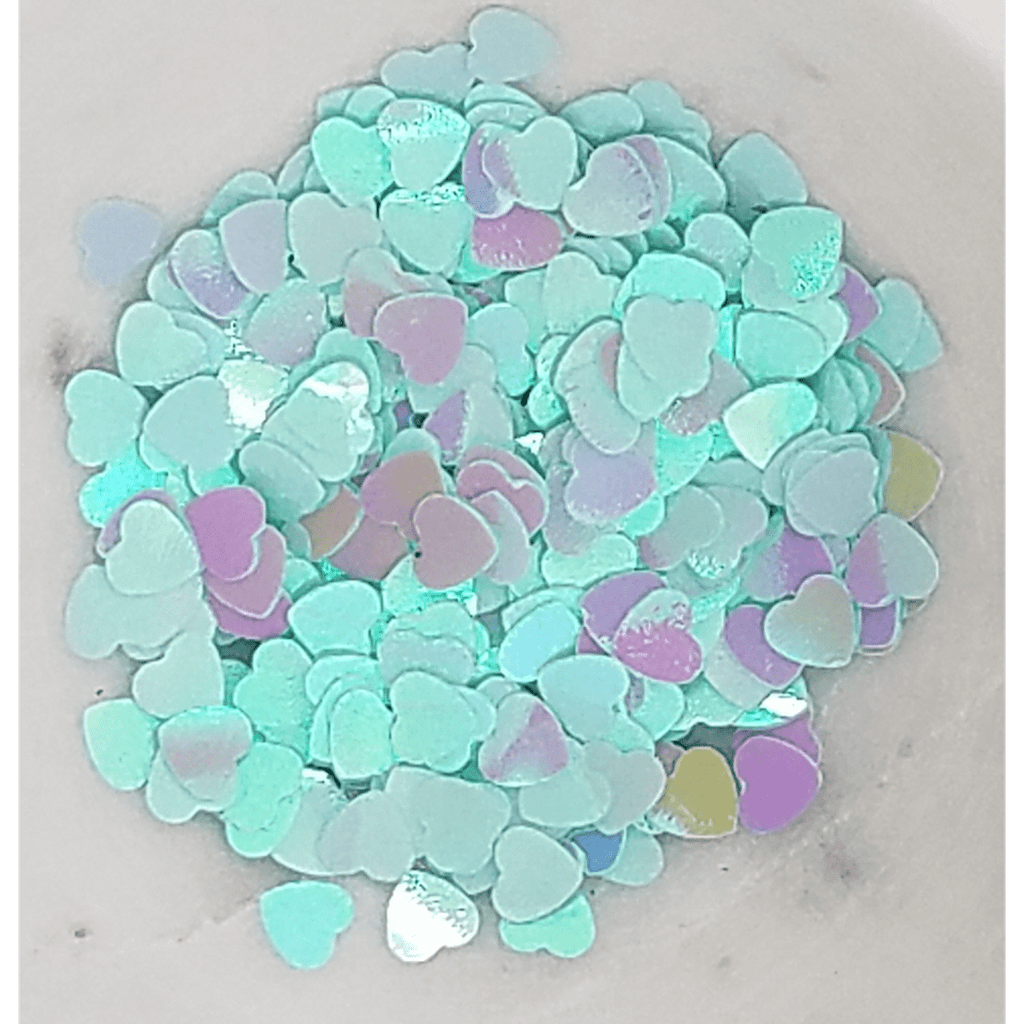 6mm Mint AB Solid Heart Sequins - Kat Scrappiness