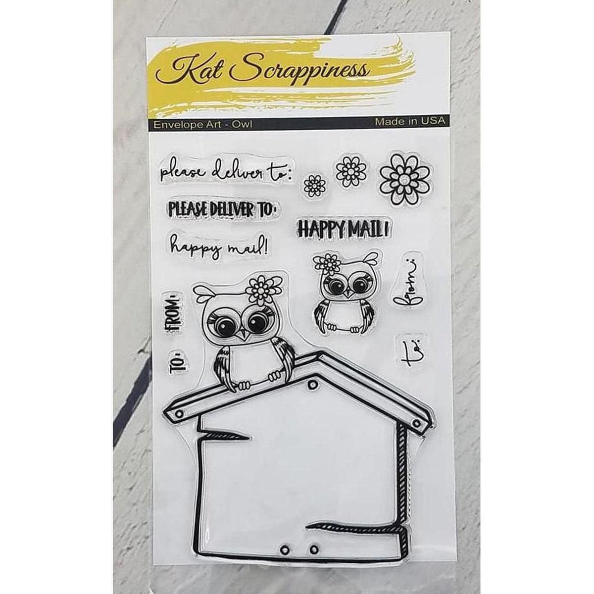 Owl Envelope Art Stamp Set by Kat Scrappiness - Kat Scrappiness