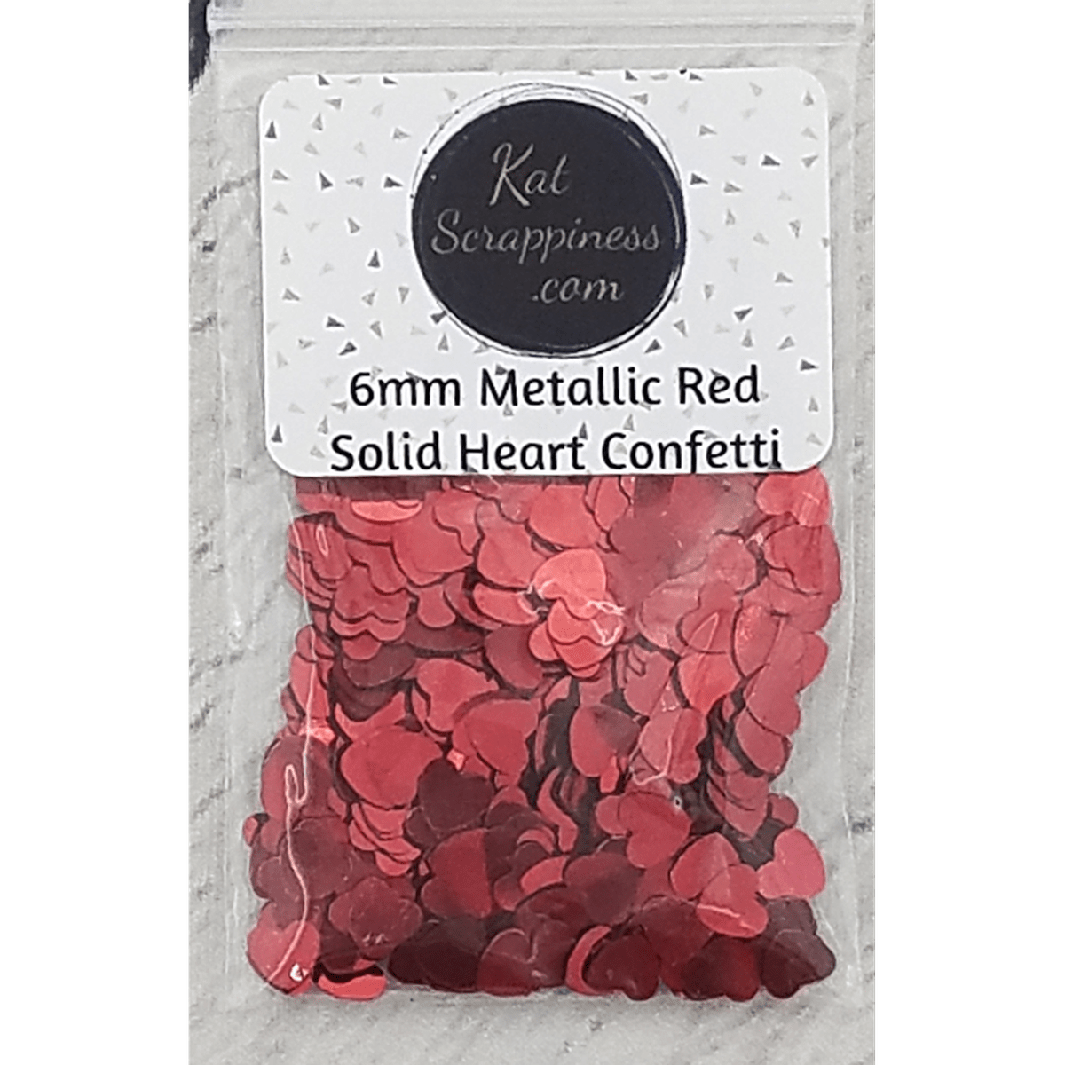 6mm Metallic Red Solid Heart Sequins - Kat Scrappiness