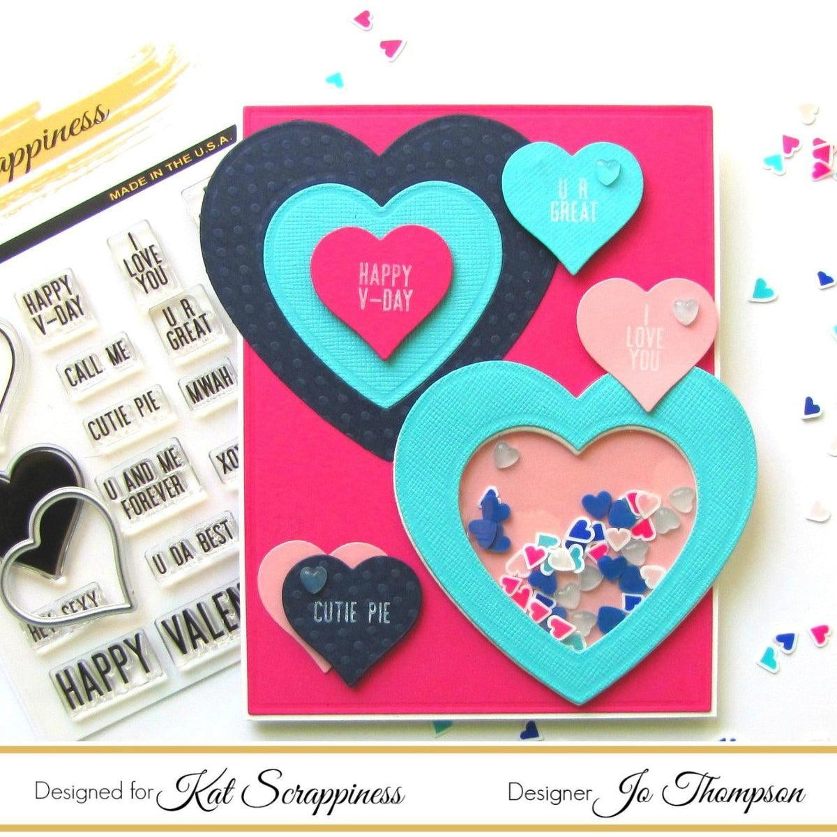 "Say It With Hearts" 4" x 4" Stamp & Die Bundle by Kat Scrappiness - Kat Scrappiness