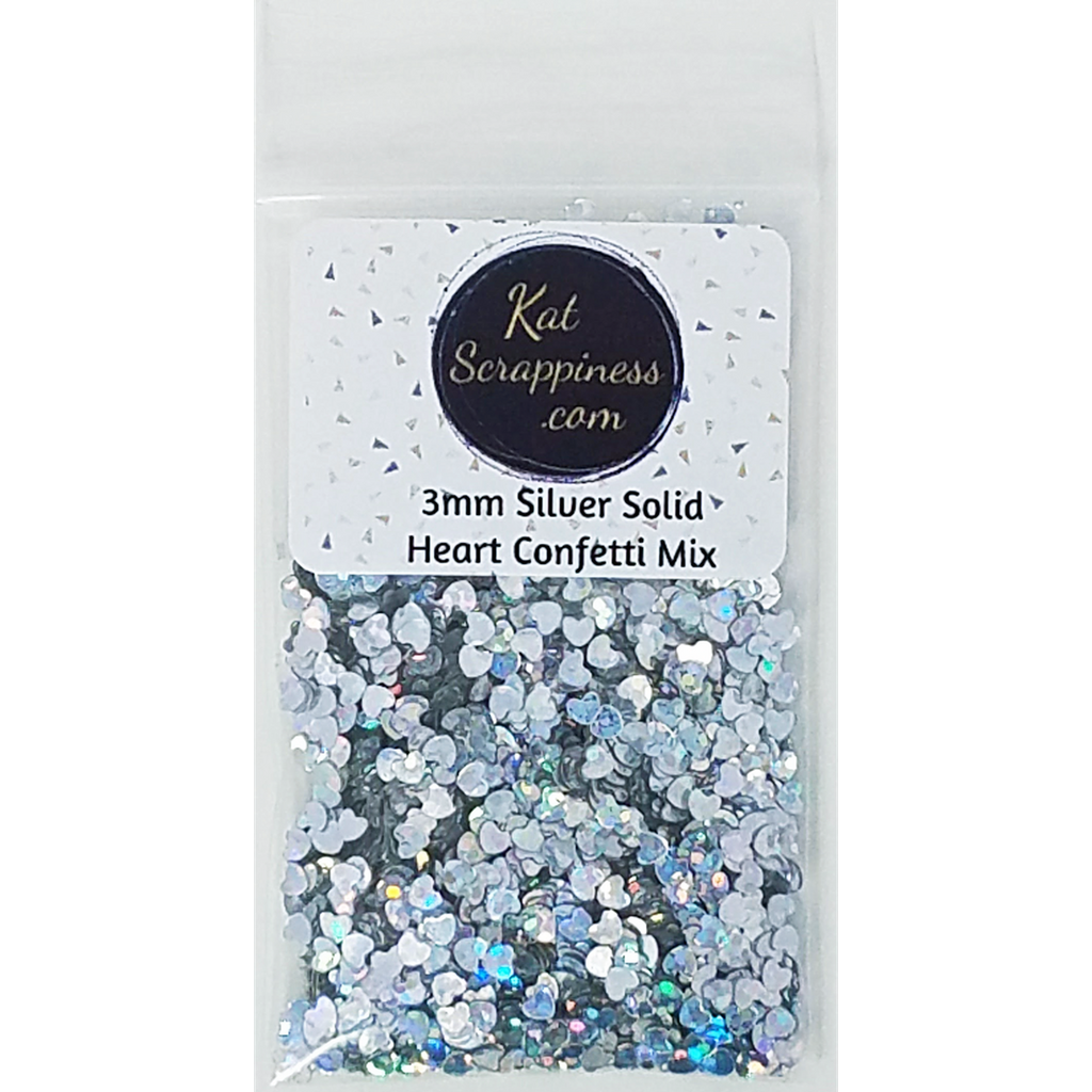 3mm Silver Solid Heart Sequins - Kat Scrappiness