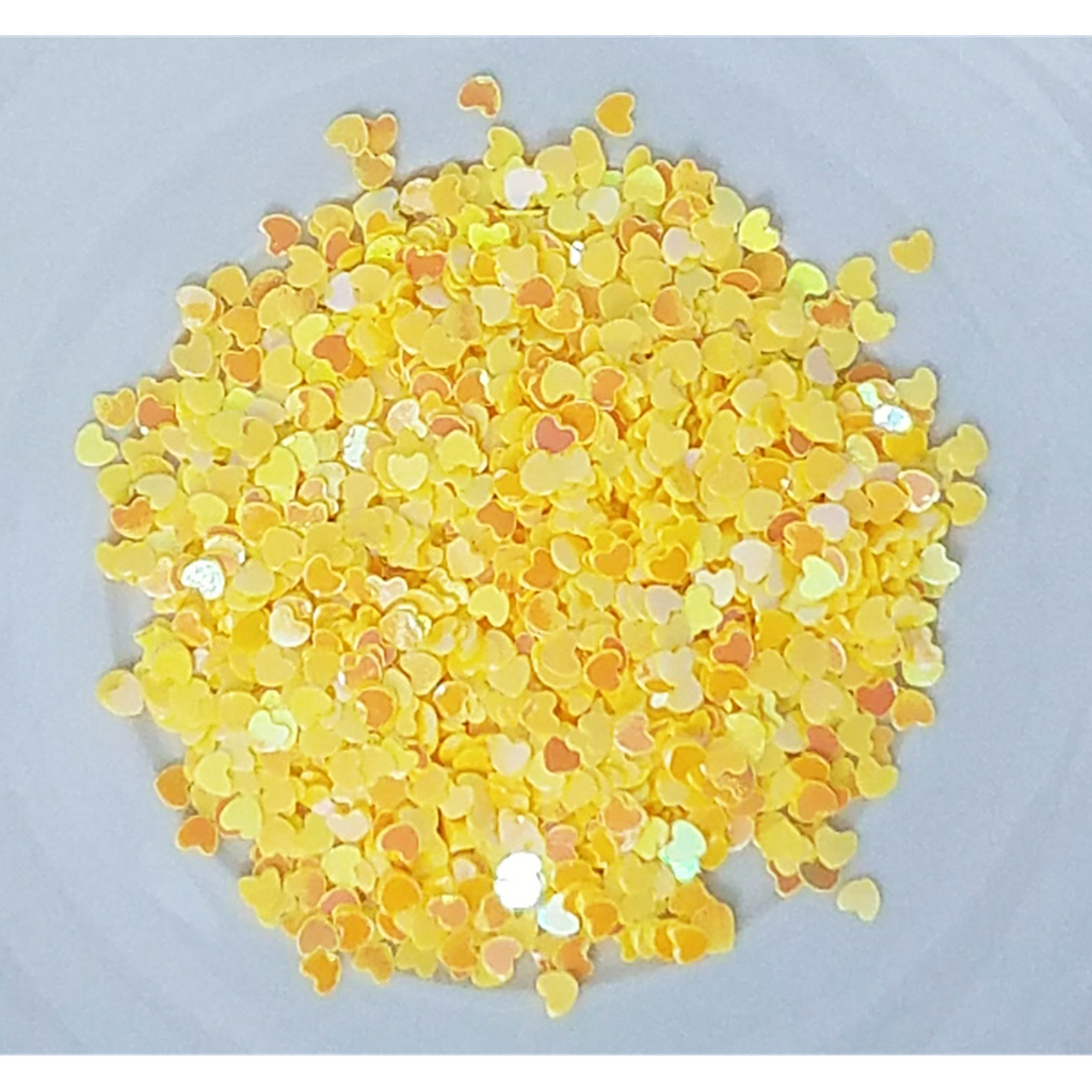 3mm Yellow Solid Heart Sequins - Kat Scrappiness