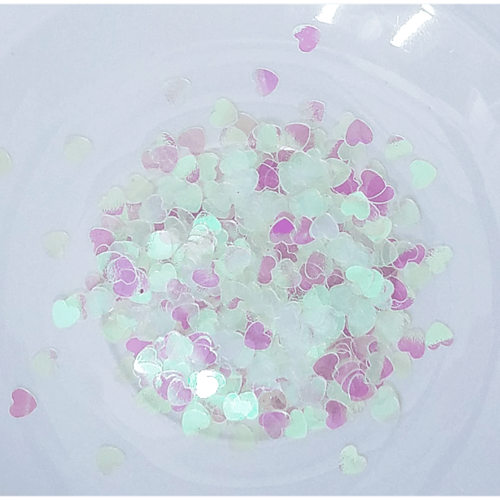 6mm Clear AB Heart Sequins - Kat Scrappiness