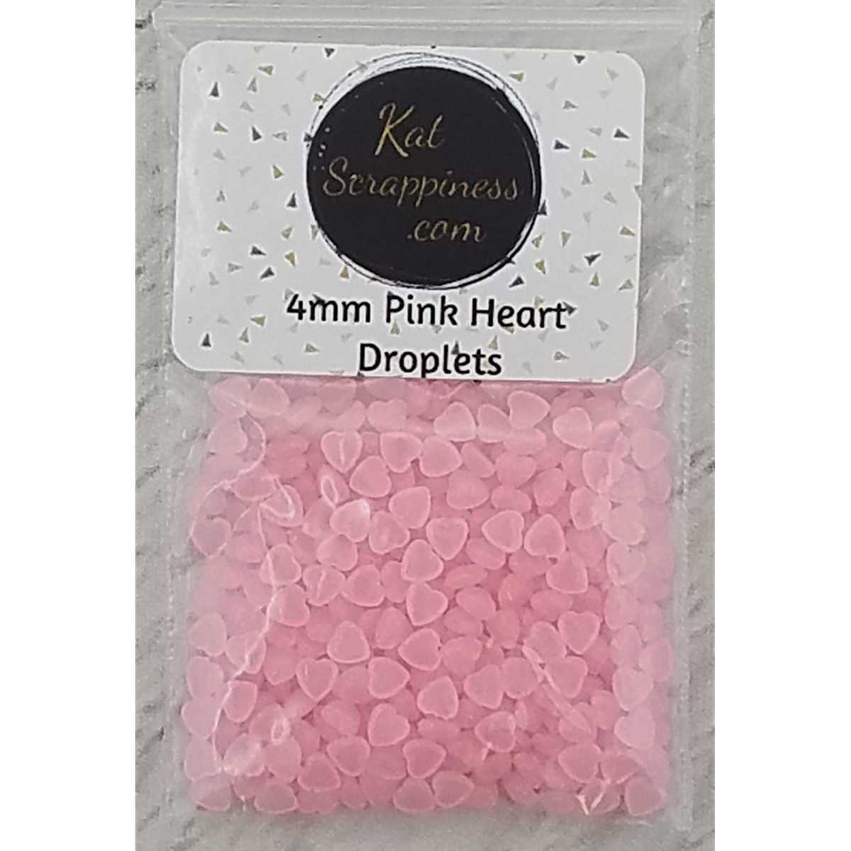 4mm Pink Heart Droplets - Kat Scrappiness
