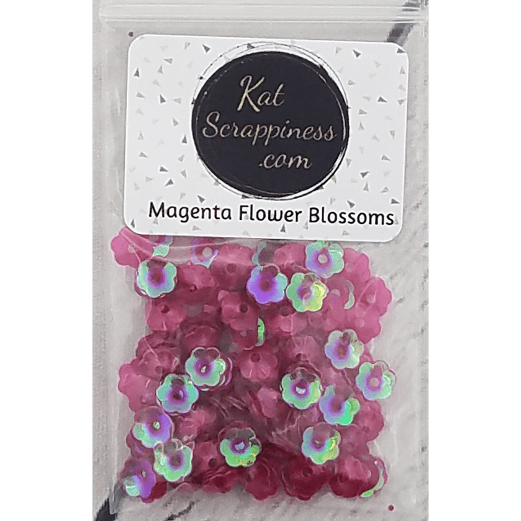 6mm (Translucent) Magenta Flower Blossom Sequins - Kat Scrappiness