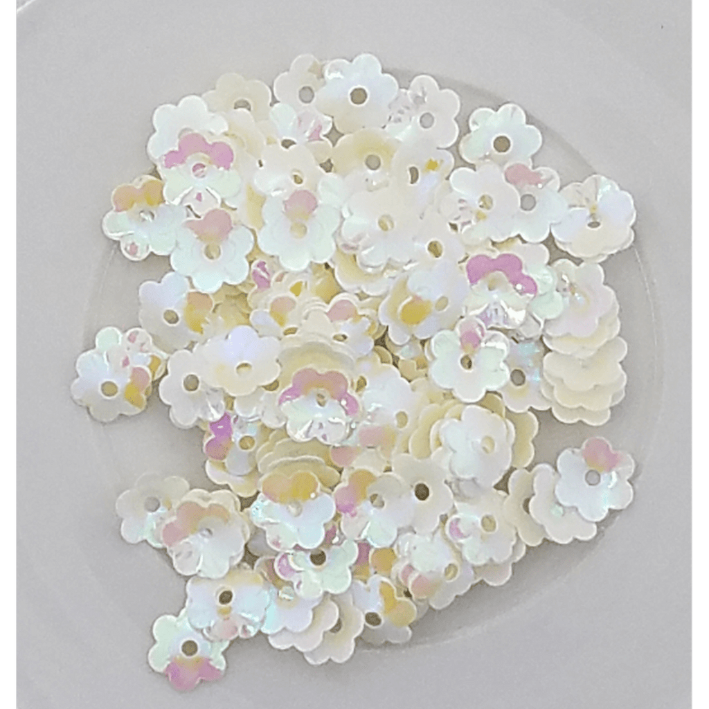 6mm Ivory Flower Blossom Sequins - Kat Scrappiness