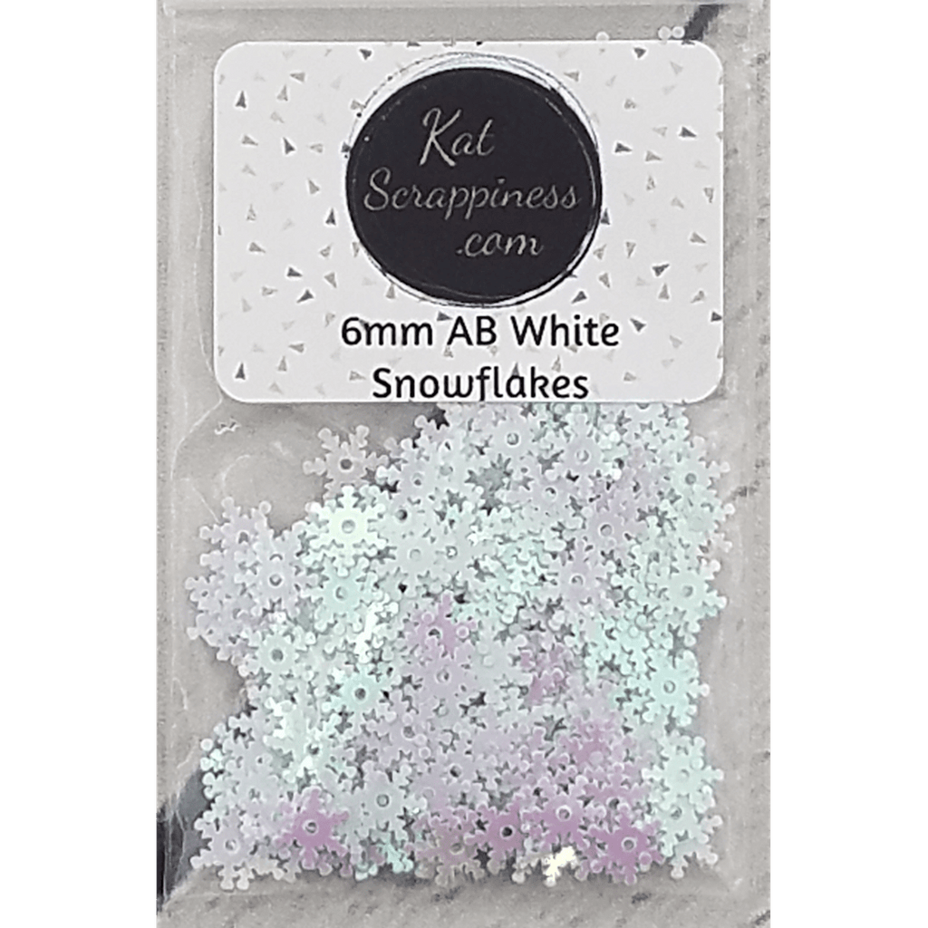 6mm White AB Snowflake Sequins - Kat Scrappiness