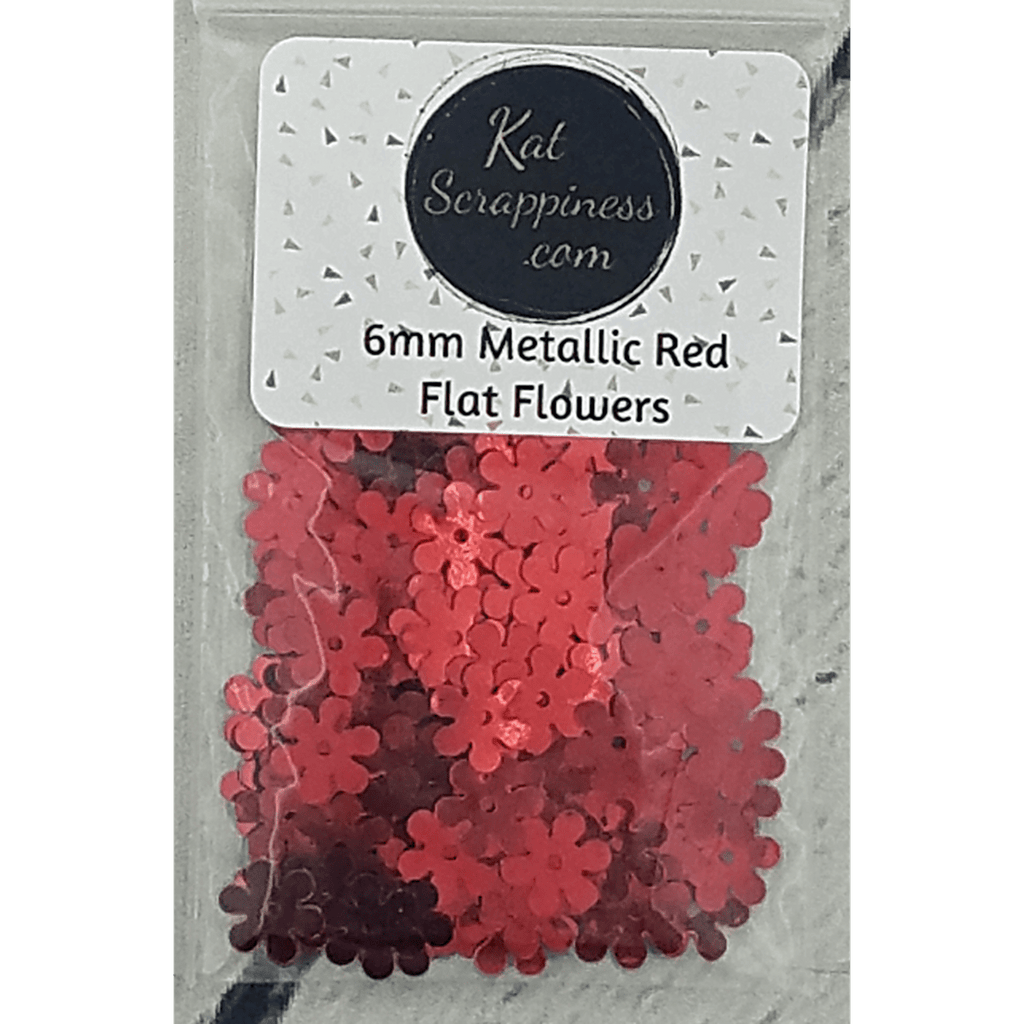 6mm Metallic Red Flat Flower Sequins Shaker Card Fillers - Kat Scrappiness