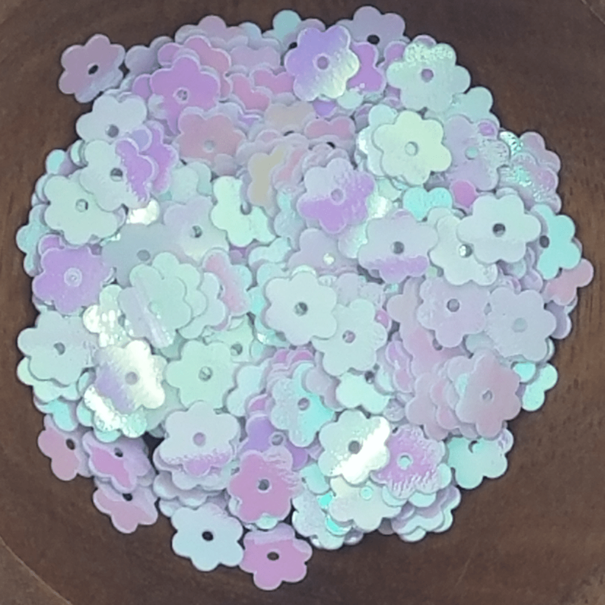 6mm White AB Flat Flower Sequins - Kat Scrappiness