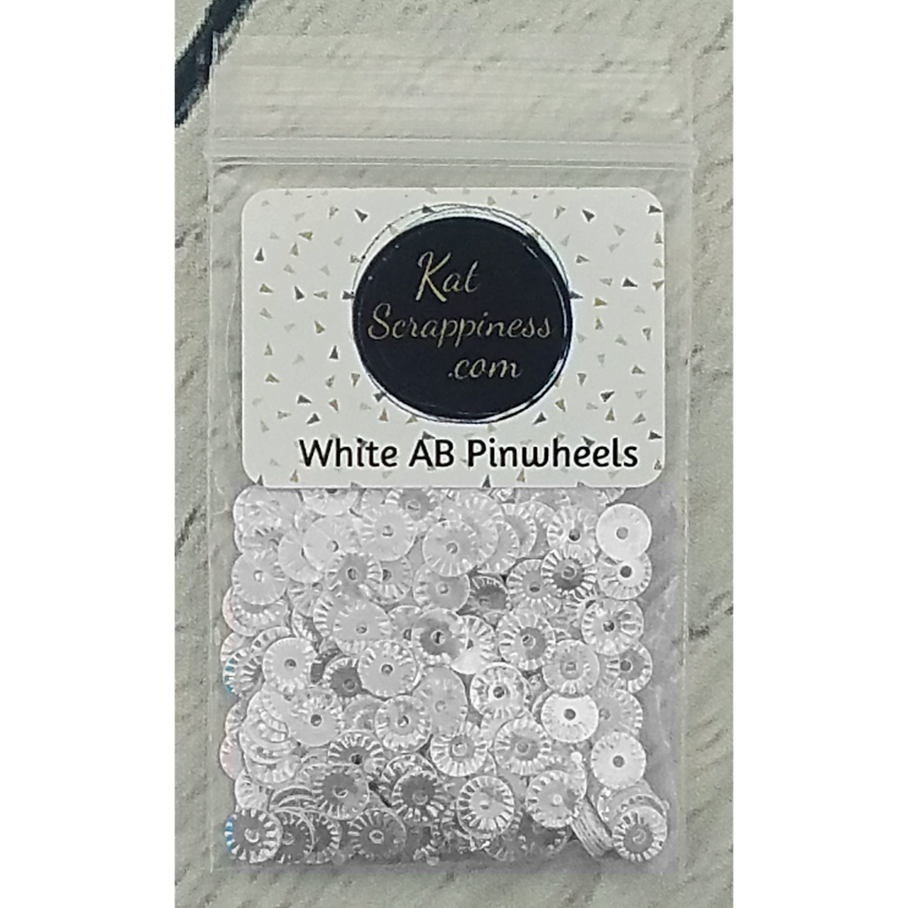 White AB Pinwheel Sequins - Kat Scrappiness
