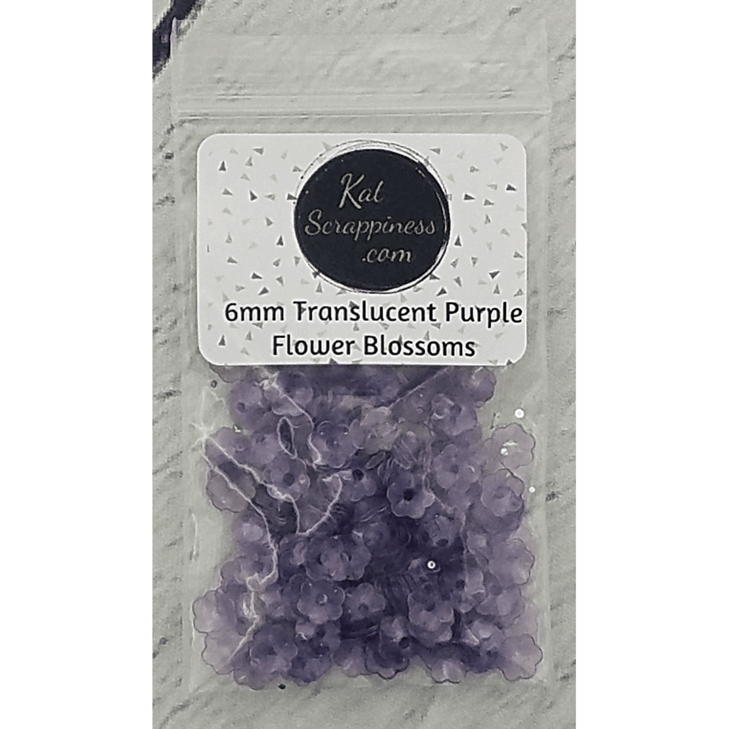 6mm Translucent Purple Flower Blossom Sequins - Kat Scrappiness