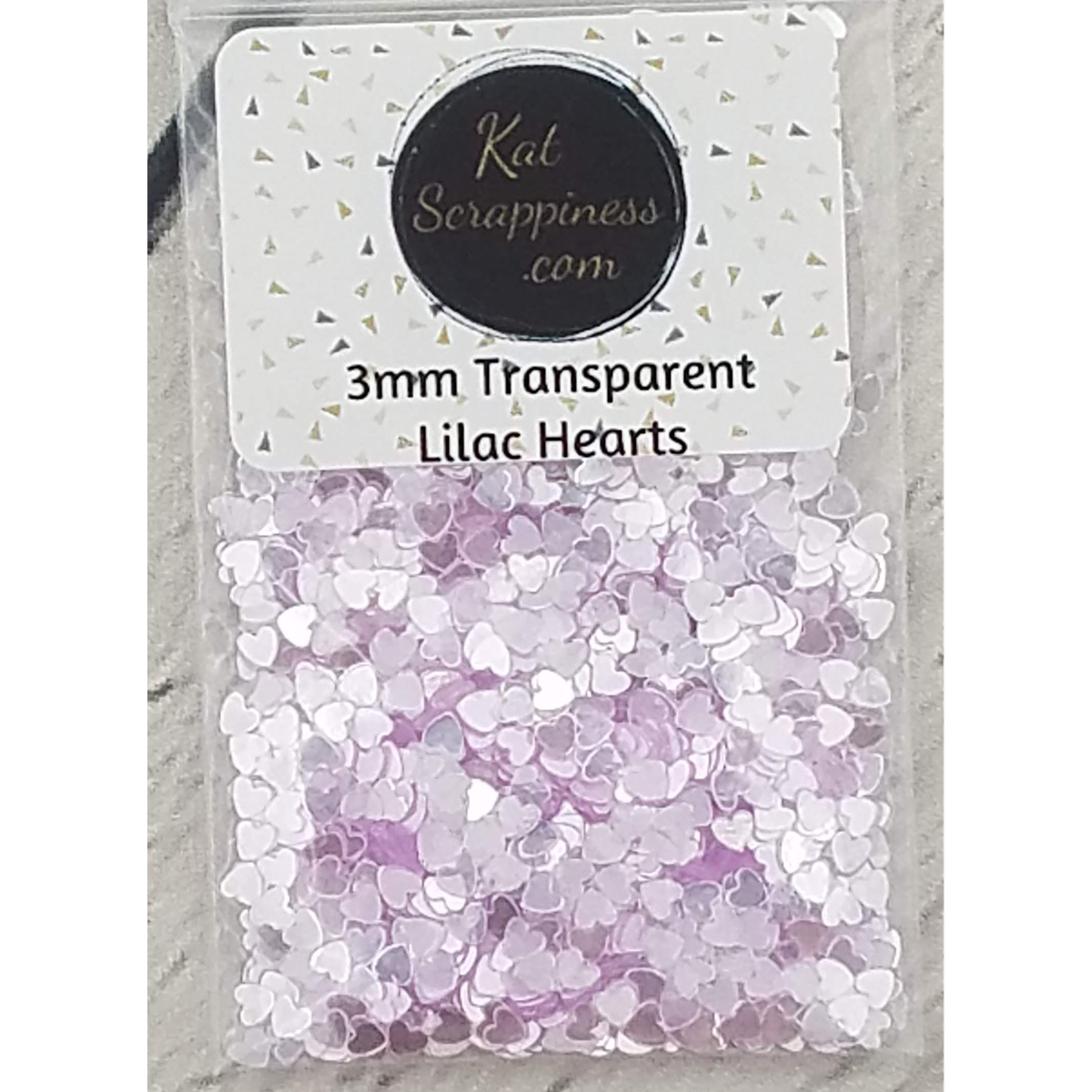 3mm Transparent Lilac Solid Heart Sequins - Kat Scrappiness