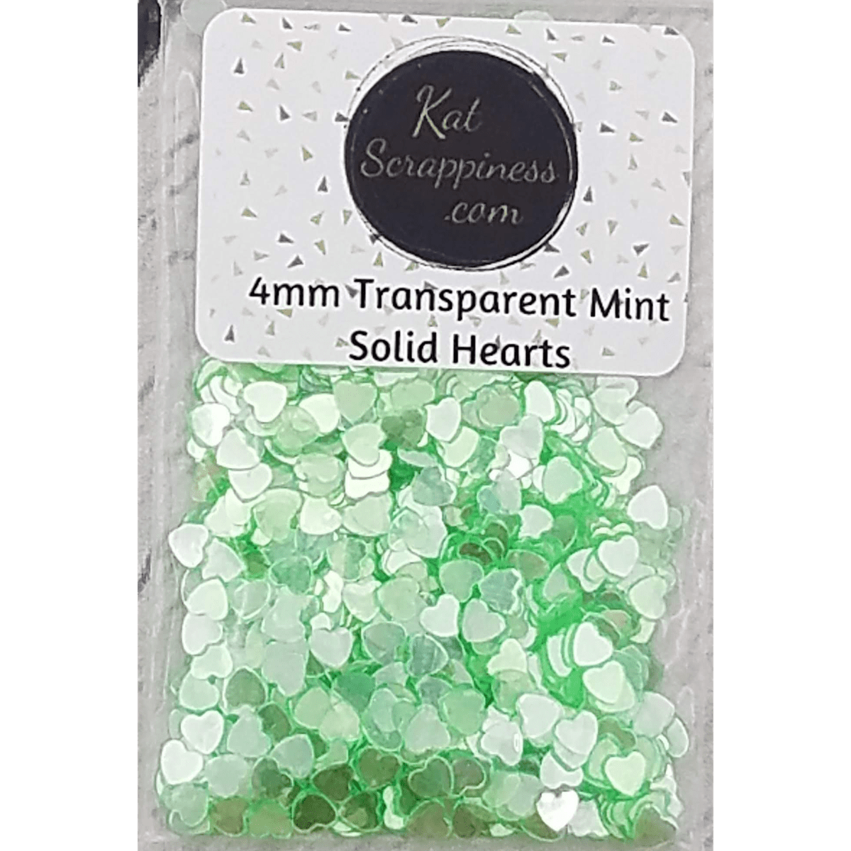 4mm Transparent Mint Solid Heart Confetti - Sequins - Kat Scrappiness