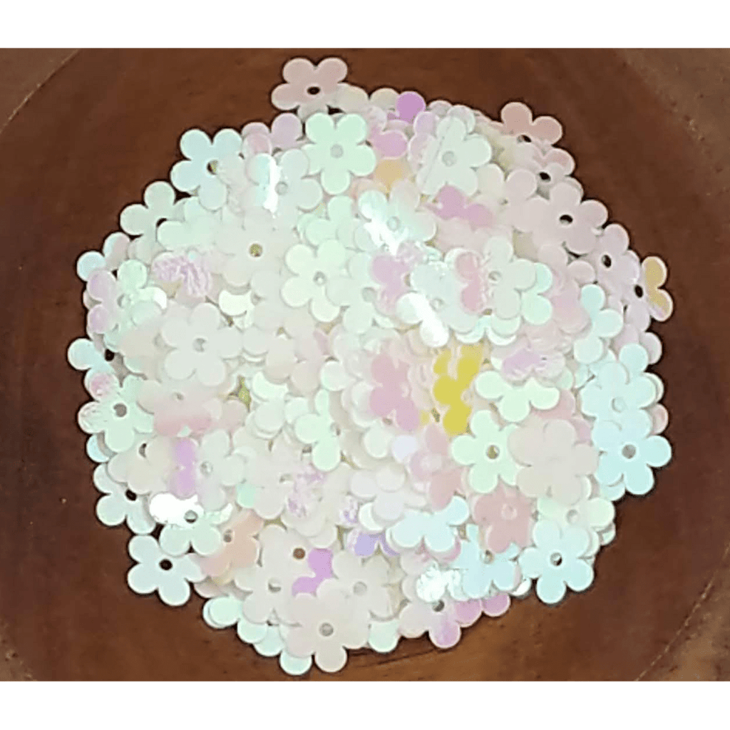 6mm Ivory Flat Flower Sequins - Kat Scrappiness