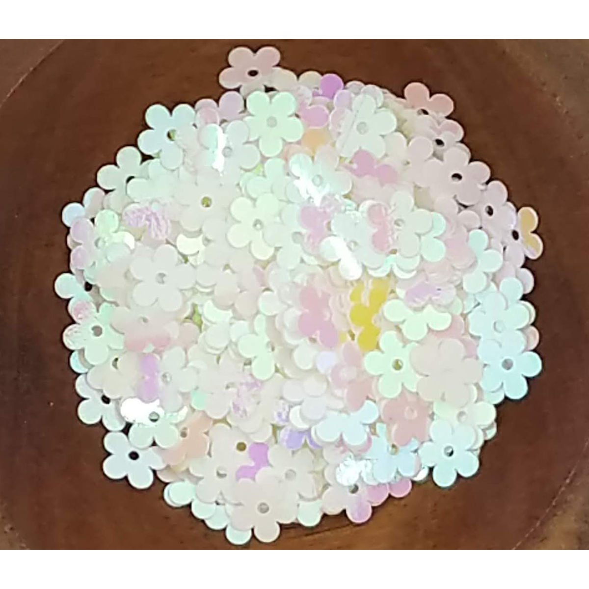 6mm Ivory Flat Flower Sequins - Kat Scrappiness