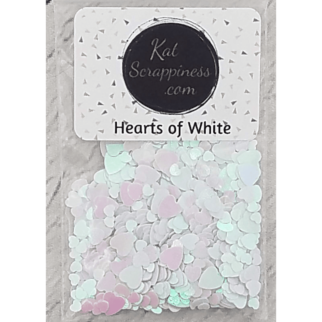 White Hearts Sequin Mix (Hearts of White) - Kat Scrappiness