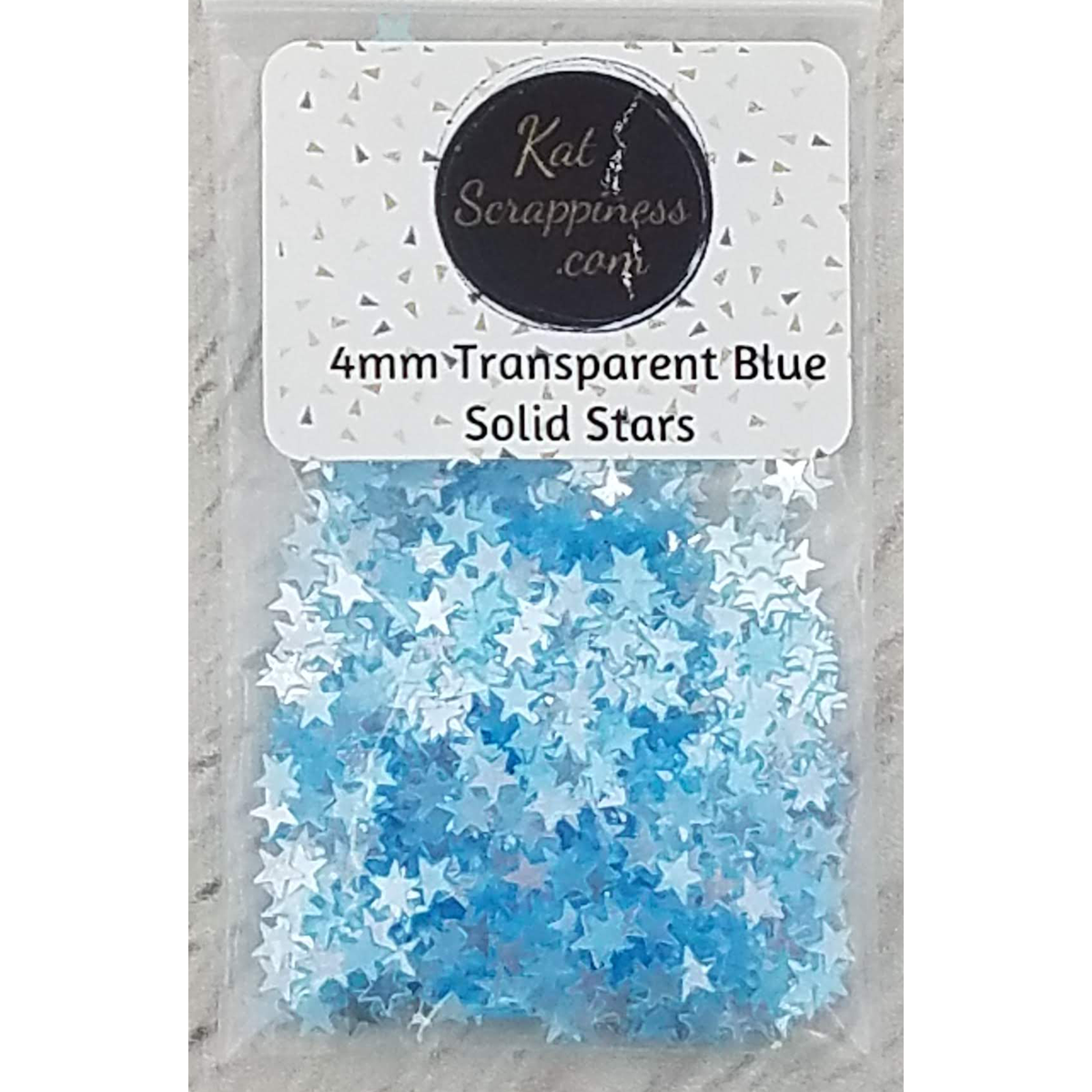 4mm Transparent Blue Solid Star Confetti - Sequins - Kat Scrappiness