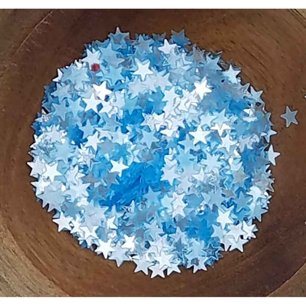 4mm Transparent Blue Solid Star Confetti - Sequins - Kat Scrappiness