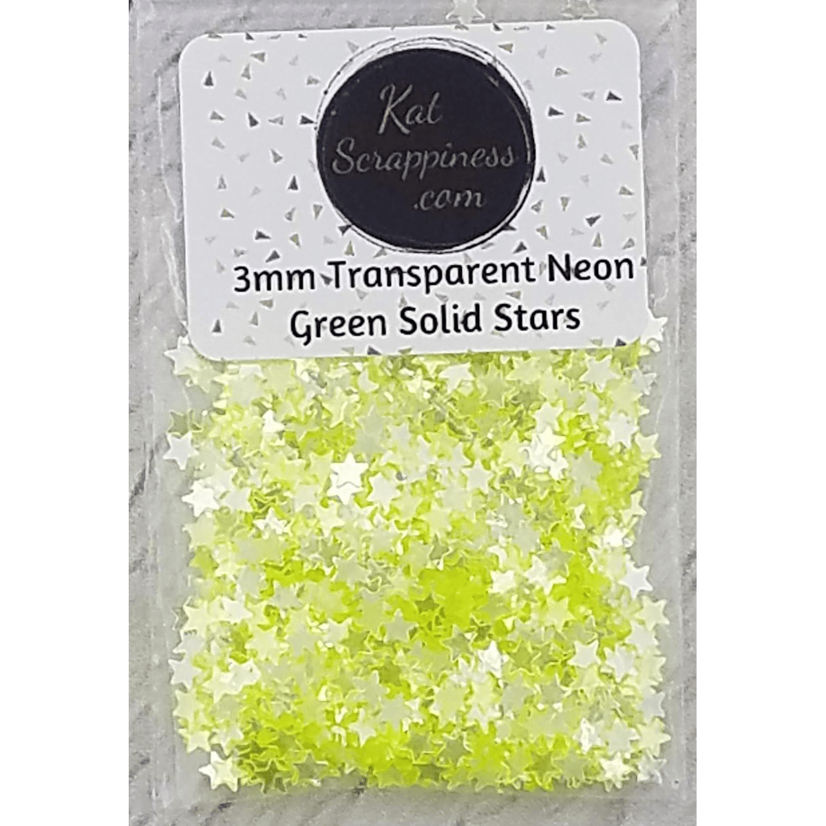 3mm Transparent Neon Green Solid Star Sequins - Kat Scrappiness
