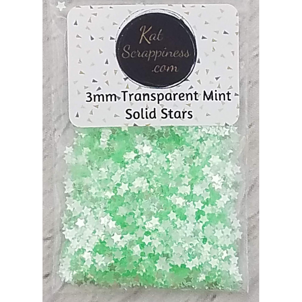 3mm Transparent Mint Solid Star Sequins - Kat Scrappiness