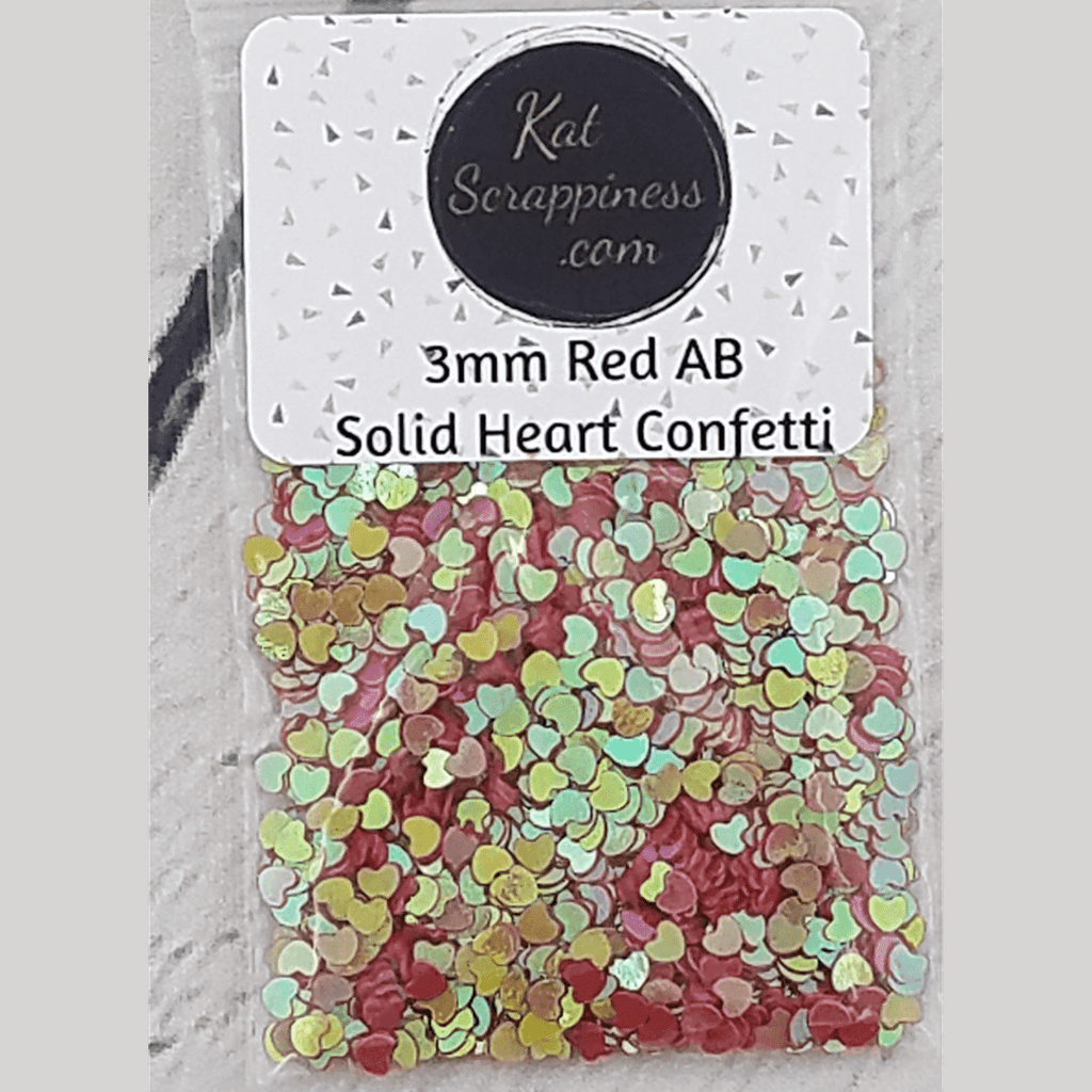 3mm Red AB Solid Heart Sequins - Kat Scrappiness