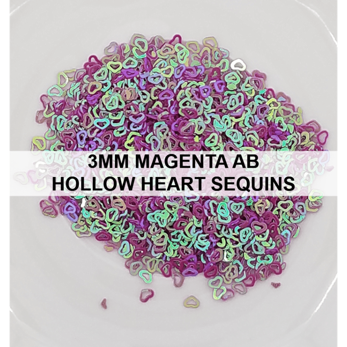3mm Magenta Hollow Heart Sequins - Kat Scrappiness