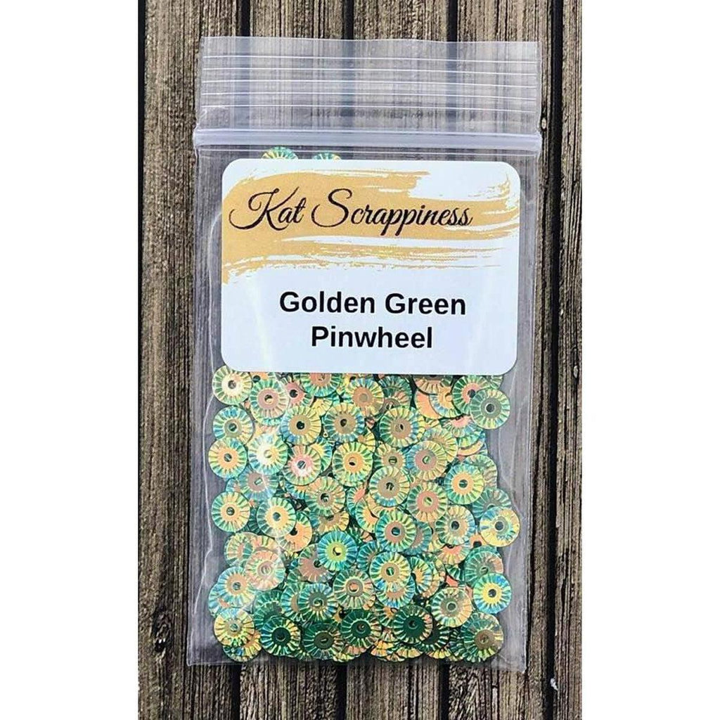 Golden Green Pinwheel Sequin Mix - Kat Scrappiness