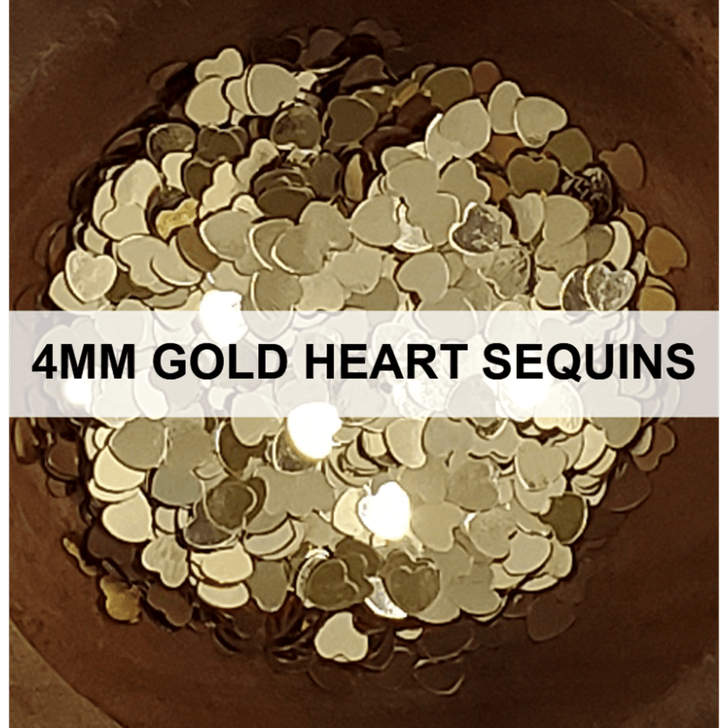 4mm Gold Heart Sequins - Kat Scrappiness
