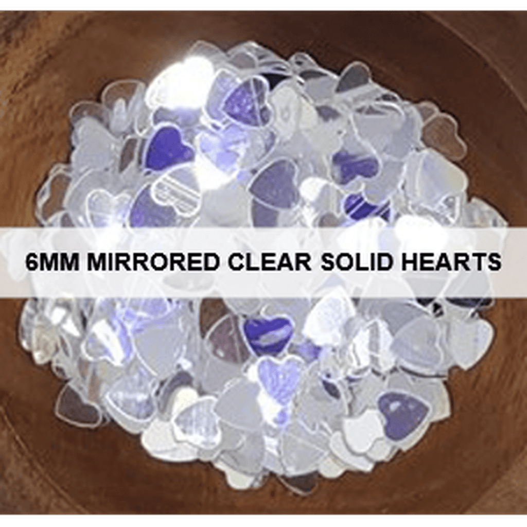 6mm Mirrored Clear Solid Heart Confetti - Kat Scrappiness