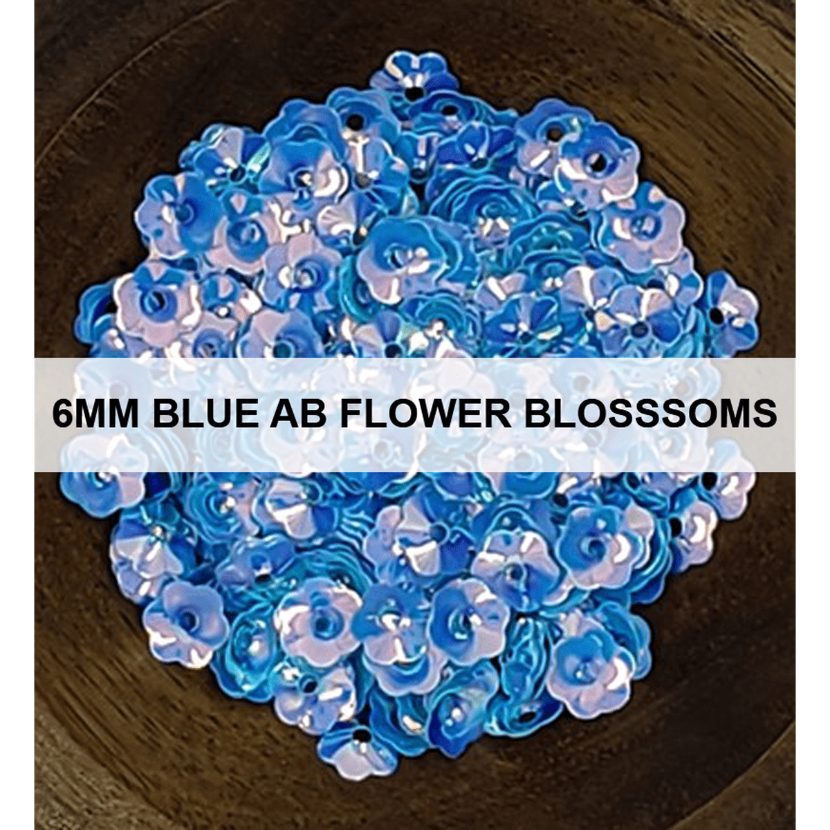 6mm Blue AB Flower Blossom - Sequins - Kat Scrappiness