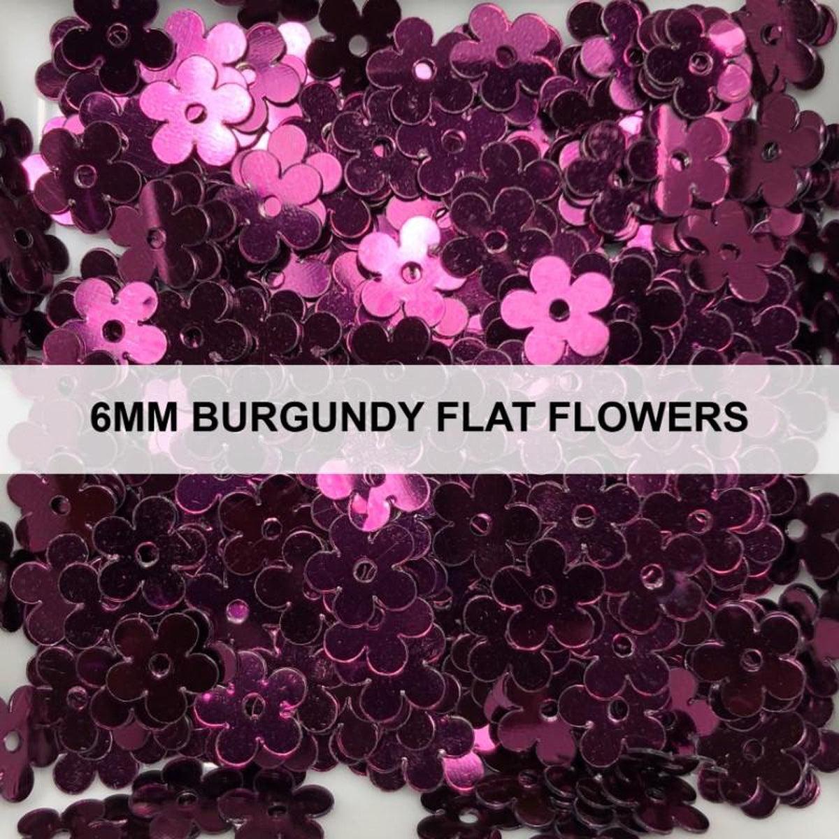 Burgundy Flat Flower Sequins