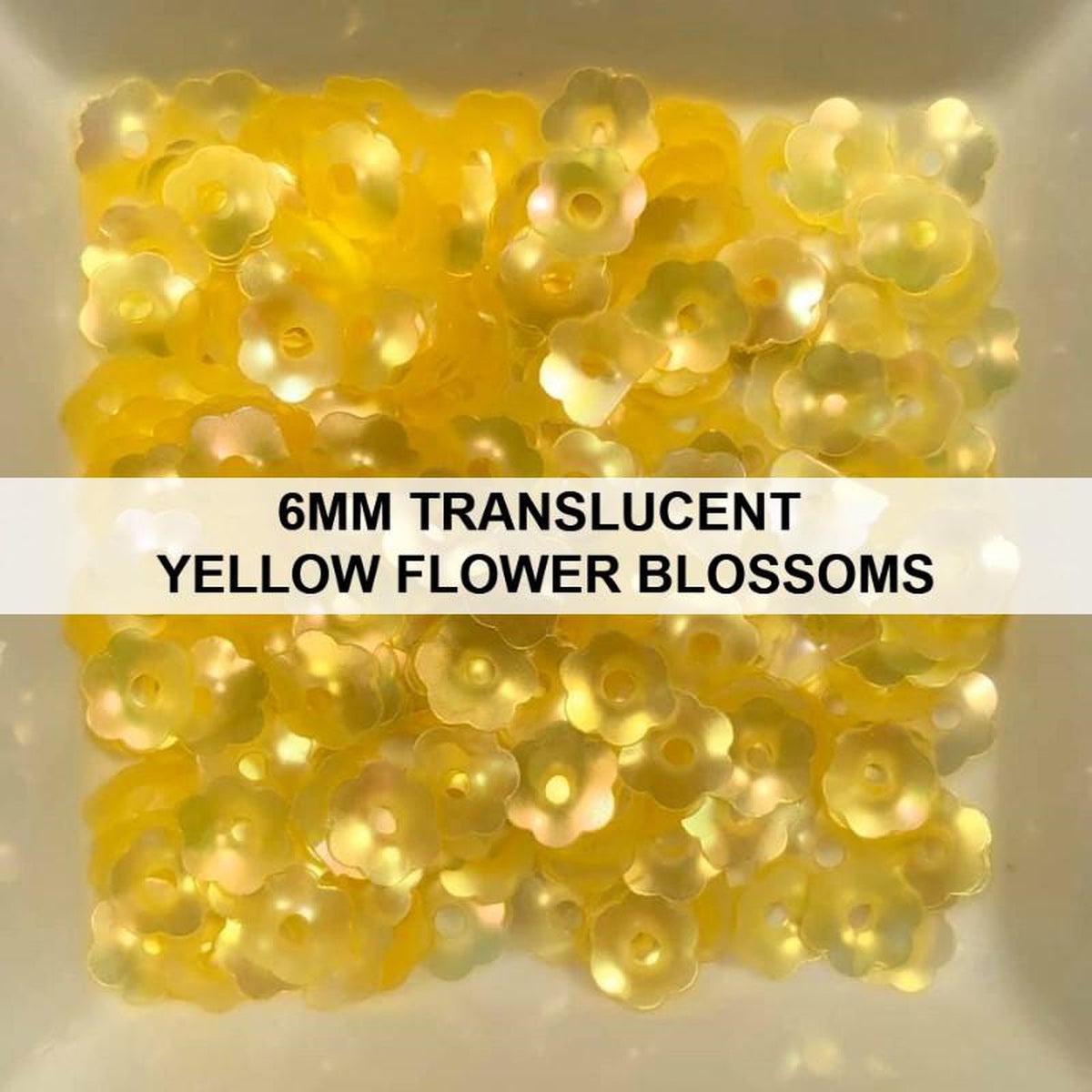 6mm Translucent Yellow Flower Blossom Sequins - Kat Scrappiness