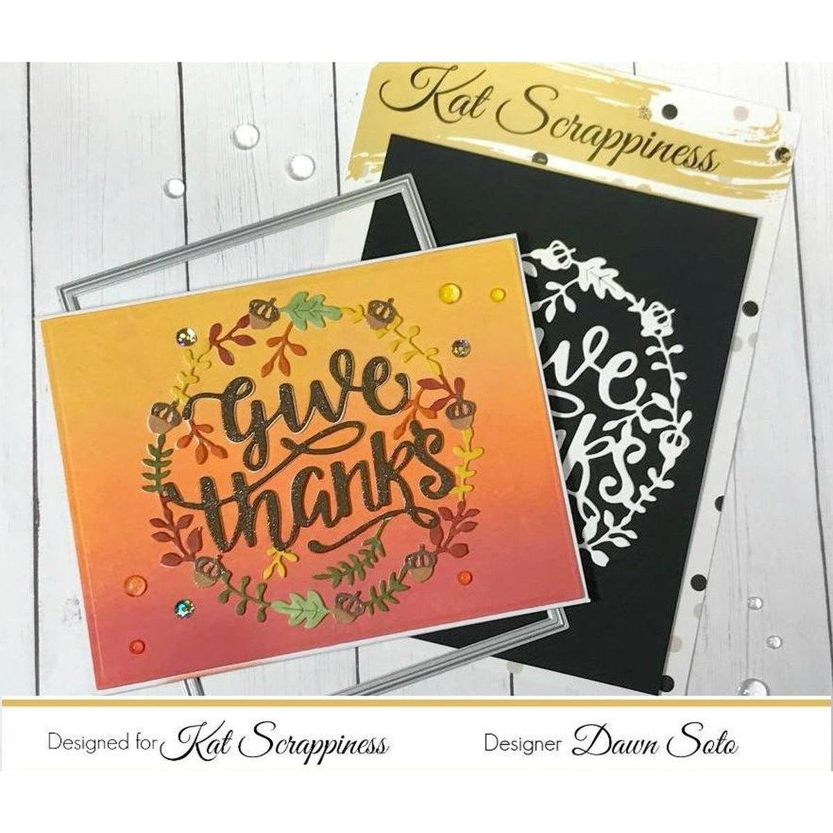 Give Thanks Wreath Die by Kat Scrappiness - Kat Scrappiness