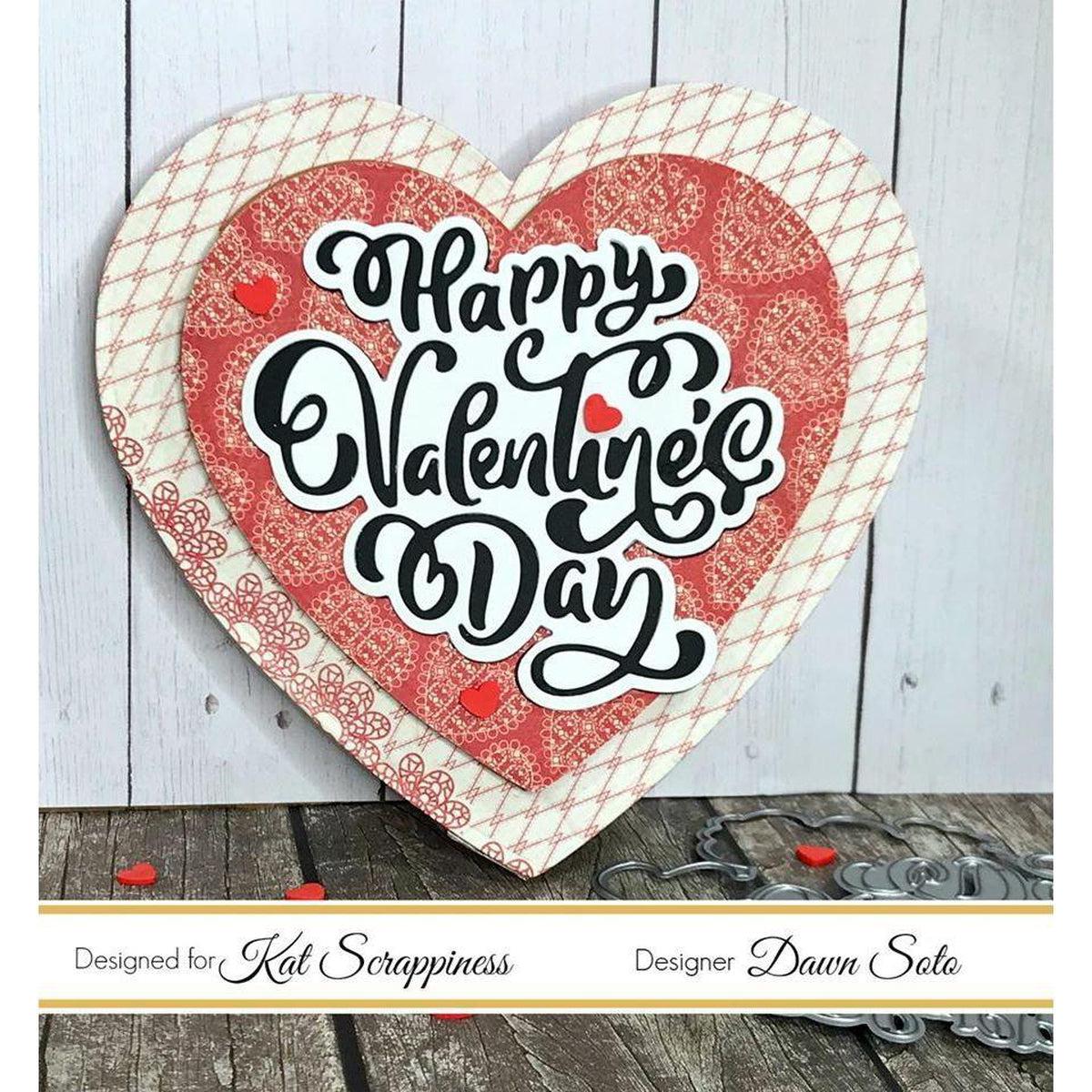 Happy Valentine&#39;s Day Sentiment with Shadow Die - Kat Scrappiness