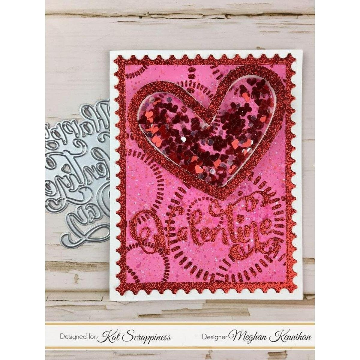 Happy Valentine's Day Sentiment with Shadow Die - Kat Scrappiness