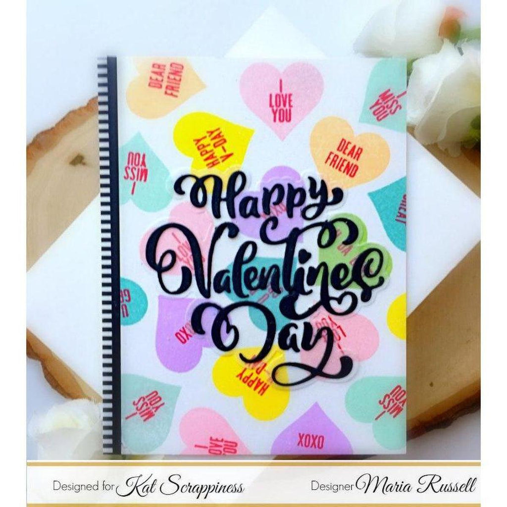 Happy Valentine's Day Sentiment with Shadow Die - Kat Scrappiness
