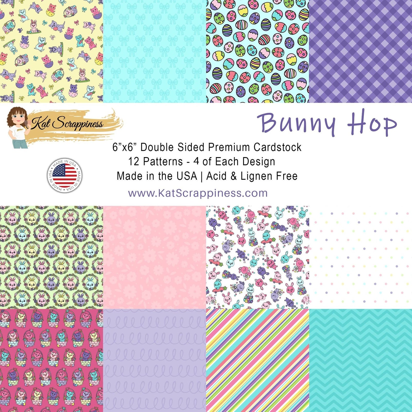 Bunny Hop 6x6 Paper Pad - Kat Scrappiness
