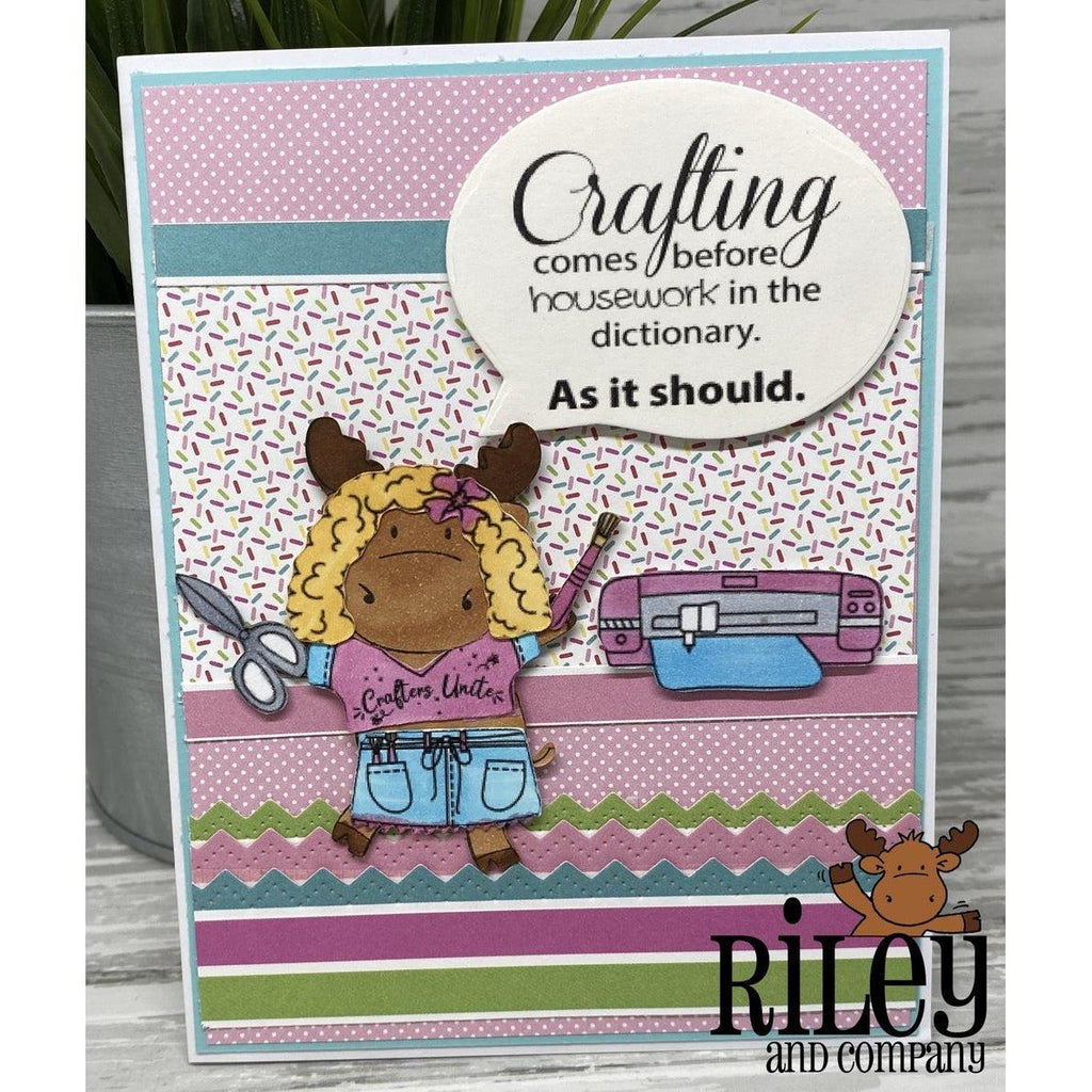 Crafting Comes Before Housework Cling Stamp by Riley & Co