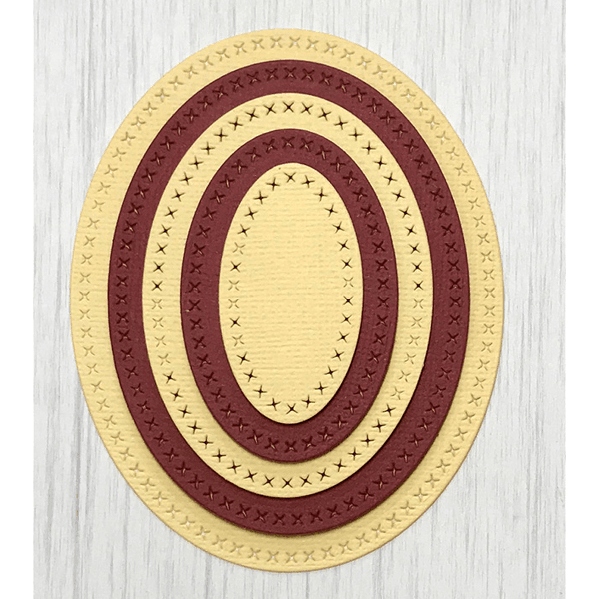 Cross Stitched Oval Dies by Kat Scrappiness - Kat Scrappiness