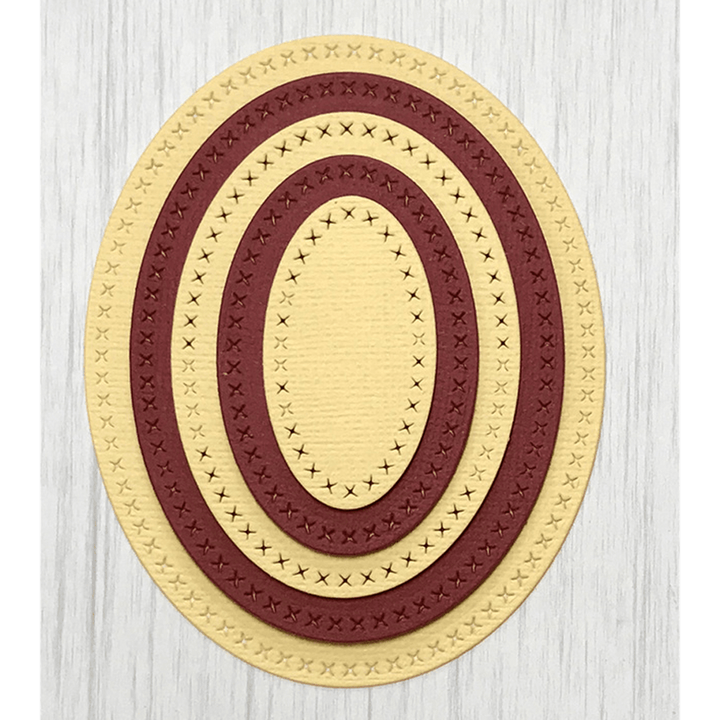Cross Stitched Oval Dies by Kat Scrappiness - Kat Scrappiness