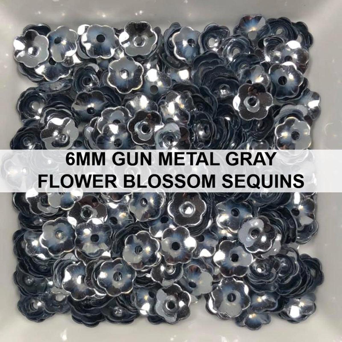 6mm Gun Metal Grey Flower Blossom Sequins - Kat Scrappiness