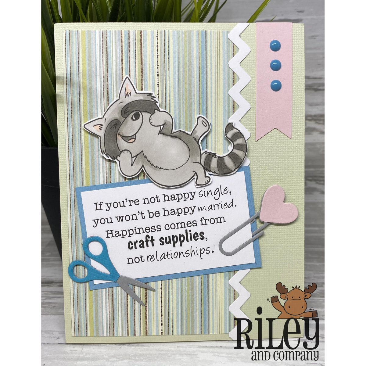 Happiness comes from Craft Supplies Cling Stamp by Riley &amp; Co