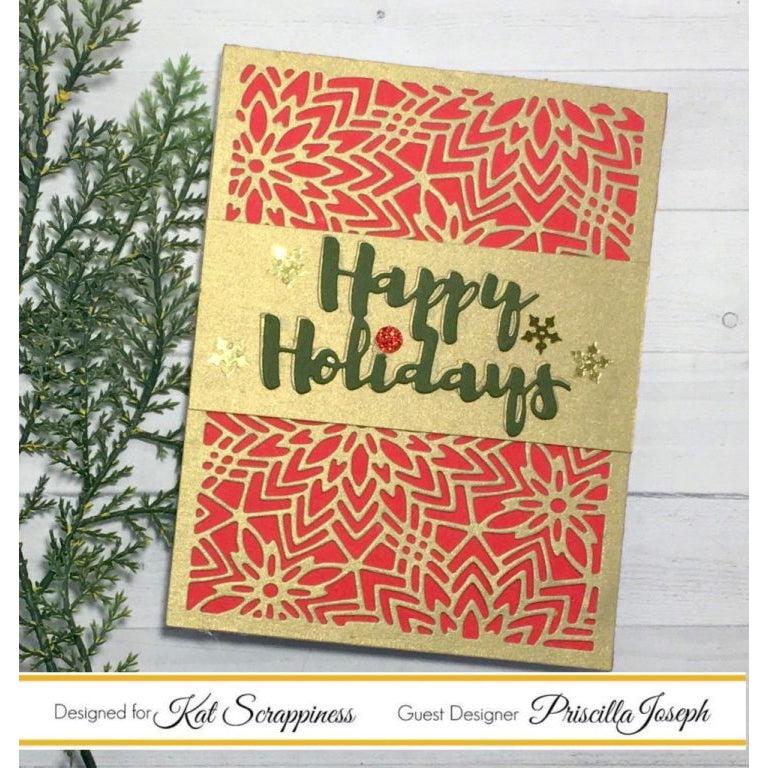 &quot;Happy Holidays&quot; Brush Script Word &amp; Sentiment Die by Kat Scrappiness - Kat Scrappiness