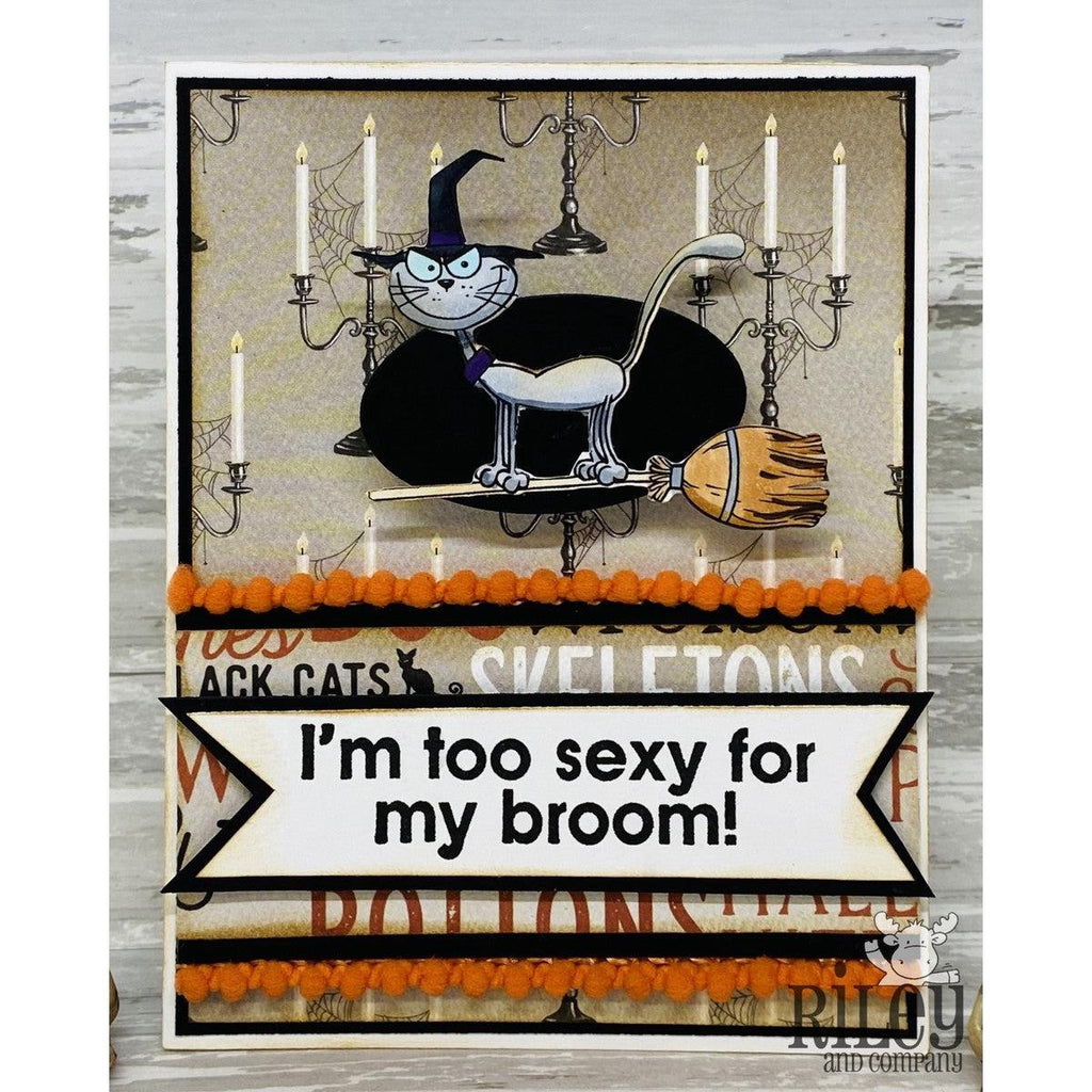 Burt on Broom Cling Stamp by Riley & Co