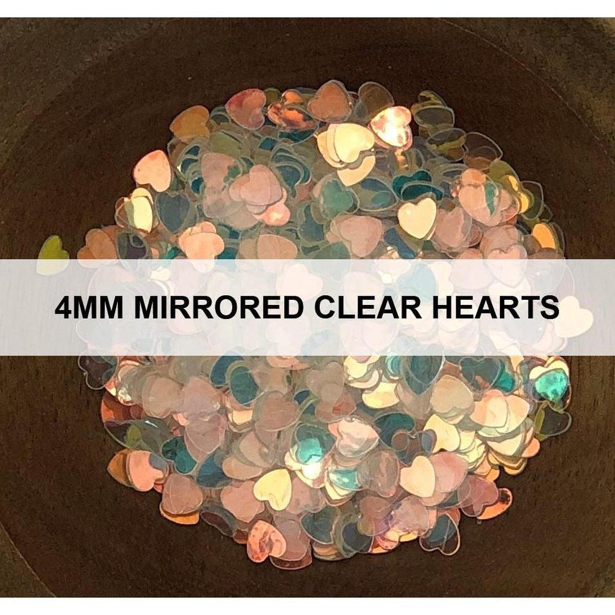 4mm Mirrored Clear Hearts - Sequins - Kat Scrappiness