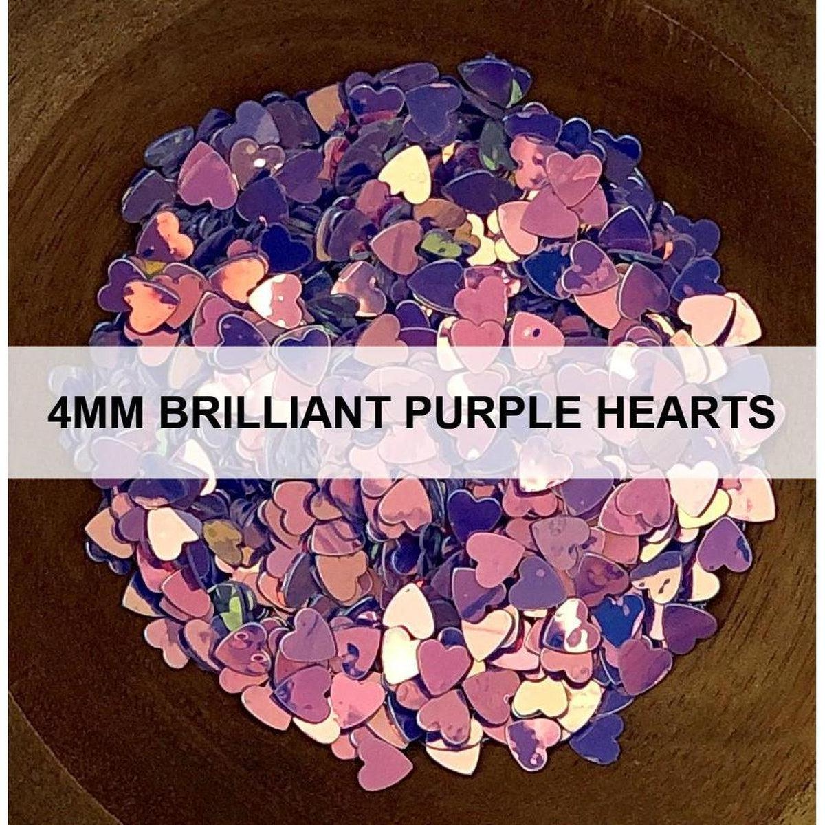 4mm Brilliant Purple Hearts - Sequins - Kat Scrappiness