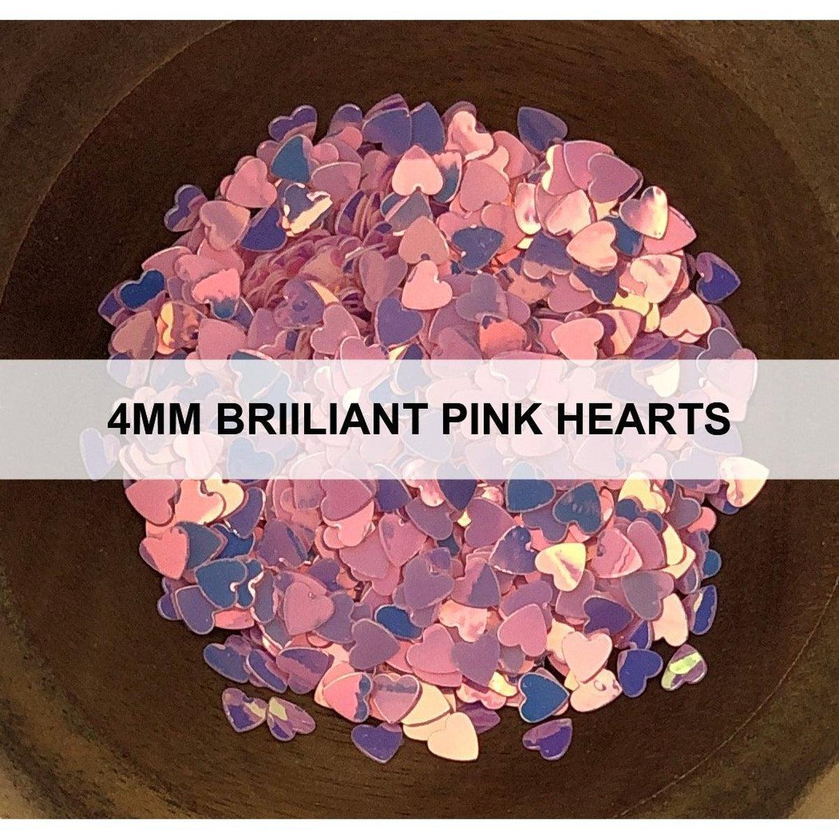 4mm Brilliant Pink Hearts - Sequins - Kat Scrappiness