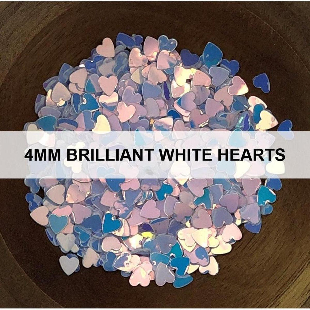 4mm Brilliant White Hearts - Sequins - Kat Scrappiness